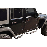 Thumbnail for Rampage 2007-2018 Jeep Wrangler(JK) Unlimited Side Bar Drop Step Slimline - Black