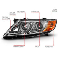 Thumbnail for ANZO 2011-2013 Kia Optima Projector Headlights w/ Halo Chrome (CCFL)
