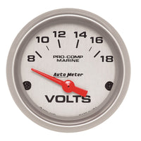 Thumbnail for Autometer Voltmeter 2-1/16in 18V Electric Marine Silver Ultra-Lite Gauge