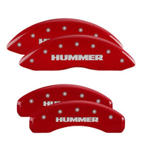 Thumbnail for MGP 4 Caliper Covers Engraved Front & Rear Hummer Red finish silver ch