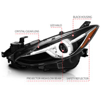 Thumbnail for ANZO Projector Headlights With Halo Black w/Amber 14-17 Mazda 3