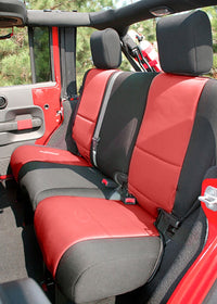 Thumbnail for Rugged Ridge Seat Cover Kit Black/Red 07-10 Jeep Wrangler JK 2dr