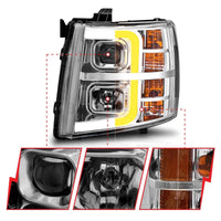 Thumbnail for ANZO 2007-2013 Chevrolet Silverado 1500 Projector w/ Light Bar Chrome Housing w/ Sequential