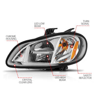 Thumbnail for ANZO 2002-2014 Freightliner M2 LED Crystal Headlights Chrome Housing w/ Clear Lens (Pair)