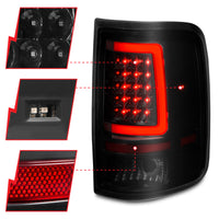 Thumbnail for ANZO 2004-2006 Ford F-150 LED Tail Lights w/ Light Bar Black Housing Smoke Lens