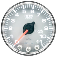 Thumbnail for Autometer Spek-Pro Gauge Tach 2 1/16in 11K Rpm W/ Shift Light & Peak Mem Slvr/Chrm