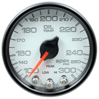 Thumbnail for Autometer Spek-Pro Gauge Oil Temp 2 1/16in 300f Stepper Motor W/Peak & Warn Wht/Blk