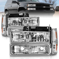 Thumbnail for ANZO 88-98 Chevrolet C1500 Crystal Headlights Chrome w/ Signal and Side Marker Lights