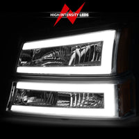 Thumbnail for ANZO 2003-2006 Chevrolet Silverado 1500 Crystal Headlights w/ Light Bar Chrome Housing
