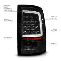 Thumbnail for ANZO 09-18 Dodge Ram 1500 Full LED Tailights w/ Sequential Black Housing/Clear Lens