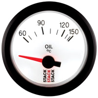Thumbnail for Autometer Stack 52mm 60-150 Deg C M10 Male Electric Oil Temp Gauge - White