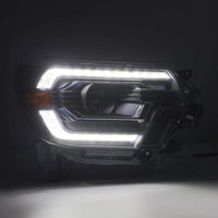 Thumbnail for AlphaRex 12-15 Toyota Tacoma LUXX LED Projector Headlights Plank Style Black w/DRL