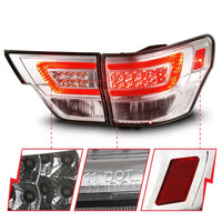 Thumbnail for ANZO 11-13 Jeep Grand Cherokee LED Taillights w/ Lightbar Chrome Housing/Clear Lens 4pcs