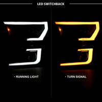 Thumbnail for ANZO 2015-2017 Ford F-150 Projector Headlights w/ Plank Style Switchback Black w/ Amber