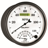 Thumbnail for AutoMeter Gauge Tach/Speedo 5in. 120MPH & 8K RPM Elec. Program Old Tyme White II