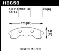 Thumbnail for Hawk 10-11 Chevy Corvette Grand Sport / 06-08 Corvette Z06 (1 piece) Front DTC-70 Race Brake Pads