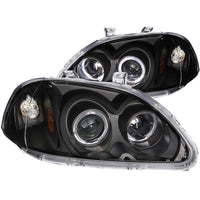Thumbnail for ANZO 1996-1998 Honda Civic Projector Headlights w/ Halo Black
