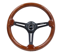 Thumbnail for NRG Reinforced Steering Wheel (350mm / 3in. Deep) Brown Wood w/Blk Matte Spoke/Black Center Mark