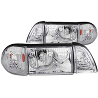 Thumbnail for ANZO 1987-1993 Ford Mustang Crystal Headlights Chrome w/ Corner Lights 2pc