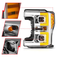 Thumbnail for ANZO 17-19 Ford F-250/350/450 SD (w/o Factory LED HL) LED Proj Headlights w/Light Bar Switchback Chr