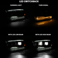 Thumbnail for ANZO 2009-2018 Dodge Ram 1500 Led Projector Plank Style Switchback H.L Halo Black Amber (OE Style)