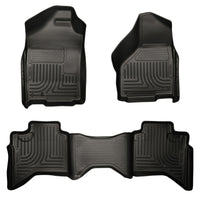 Thumbnail for Husky Liners 09-12 Dodge Ram 1500 Quad Cab WeatherBeater Black Front & Second Seat Floor Liner