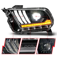 Thumbnail for ANZO 10-14 Ford Mustang LED Projector Headlights w/Sequential Light Tube (NON HID Compatible)