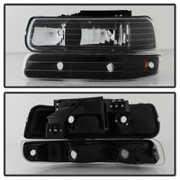 Thumbnail for Xtune Chevy TahOE 00-06 Amber Crystal Headlights w/ Bumper Lights Black HD-JH-CSIL99-SET-AM-BK