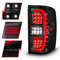 Thumbnail for ANZO 14-18 GMC Sierra 1500 Full LED Taillights Black Housing Clear Lens (w/C Light Bars)