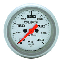 Thumbnail for Autometer Ultra-Lite 52mm 100-340 degree F Full Sweep Electronic Oil Temperature Gauge