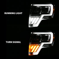 Thumbnail for ANZO 2009-2013 Ford F-150 Projector Light Bar G4 Switchback H.L. Chrome Amber