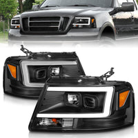 Thumbnail for ANZO 2004-2008 Ford  F-150 Projector Headlights w/ Light Bar Black Housing