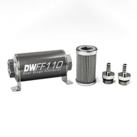 Thumbnail for DeatschWerks Stainless Steel 5/16in 100 Micron Universal Inline Fuel Filter Housing Kit (110mm)