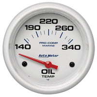 Thumbnail for Autometer Marine White Air-Core Electric Oil Temperature Gauge 2-5/8in 140-300 Deg F