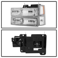 Thumbnail for Xtune Chevy Suburban 94-98 Headlights w/ Corner & Parking Lights 8pcs Chrome HD-JH-CCK88-AM-C-SET