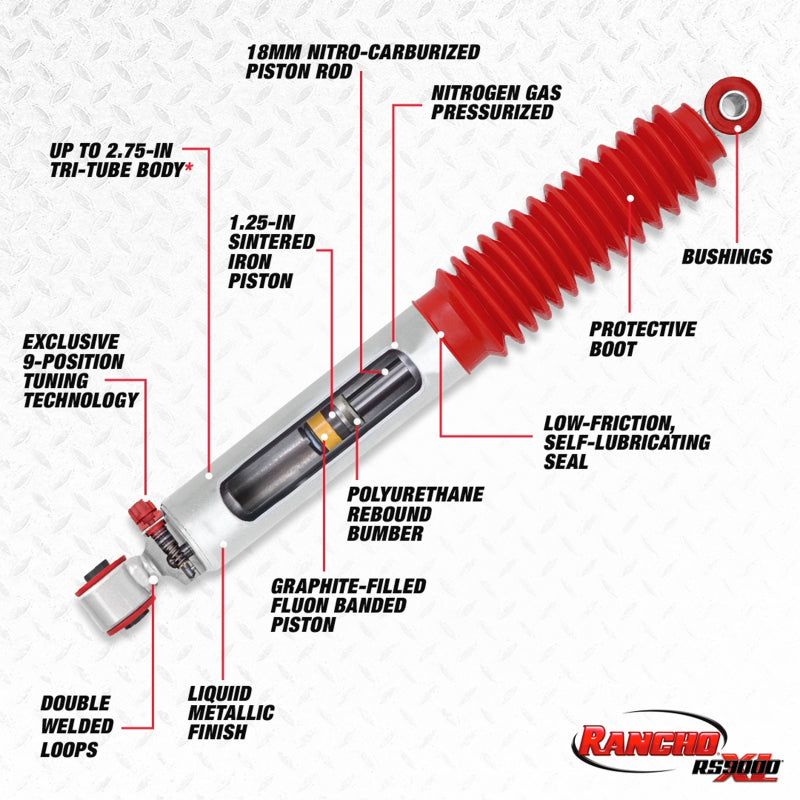 Rancho 89-08 Nissan Truck (Also See Datsun Truck) Front Rancho RS9000XL Shock Absorber EXPORT ONLY