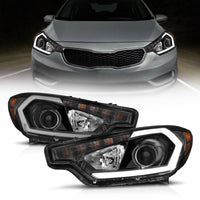 Thumbnail for ANZO 2014-2016 Kia Forte Projector Headlights w/ Light Bar Black Housing w/ DRL