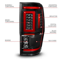 Thumbnail for ANZO 19-22 Ford Ranger Full LED Taillights w/ Lightbar Sequential Signal Black Housing/Clear Lens