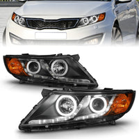 Thumbnail for ANZO 2011-2013 Kia Optima Projector Headlights w/ Halo Black (CCFL)