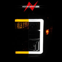 Thumbnail for ANZO 08-10 Ford F-250 - F-550 Super Duty Projector Headlights w/ Light Bar Switchback Black Housing