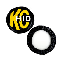 Thumbnail for KC HiLiTES 8in. Round Soft Cover HID (Pair) - Black w/Yellow Brushed KC Logo