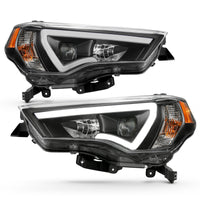 Thumbnail for ANZO 14-18 Toyota 4 Runner Plank Style Projector Headlights Black w/ Amber