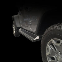 Thumbnail for DV8 Offroad 07-18 Jeep Wrangler JK Plated Steel Rock Slider Steps - Matte Black (4 Door Only)