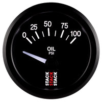 Thumbnail for Autometer Stack Instruments 52mm 0-100 PSI 1/8in NPTF Electronic Oil Pressure Gauge - Black