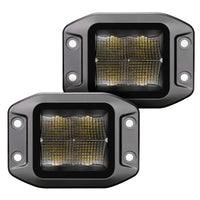 Thumbnail for Go Rhino Xplor Blackout Series Cube LED Flood Light Kit (Flush Mount) 3x3 - Blk (Pair)