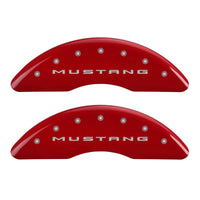 Thumbnail for MGP 4 Caliper Covers Engraved Front 2015/Mustang Engraved Rear 2015/50 Red finish silver ch