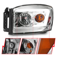 Thumbnail for Anzo 06-09 Dodge RAM 1500/2500/3500 Headlights Chrome Housing/Clear Lens (w/ Light Bars)