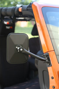 Thumbnail for Rugged Ridge 97-18 Jeep Wrangler Textured Black Rectangluar Quick Release Mirror
