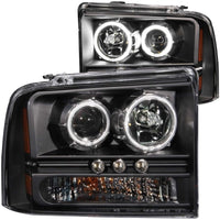Thumbnail for ANZO 2005-2007 Ford Excursion Projector Headlights w/ Halo Black w/ LED Strip (CCFL) 1pc