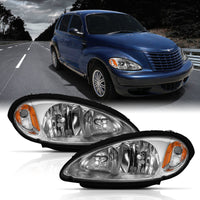 Thumbnail for ANZO 2001-2005 Chrysler Pt Cruiser Crystal Headlight Chrome Amber (OE)